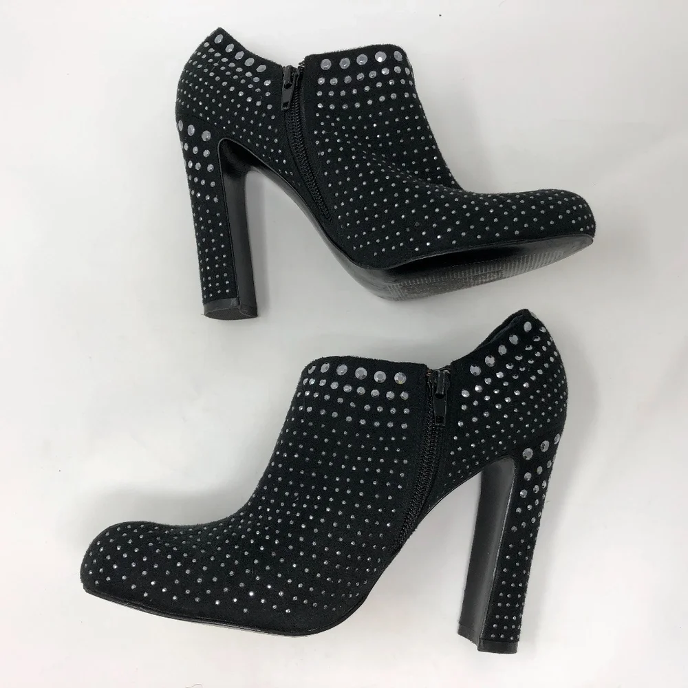 Jeffrey Tyler Black Bedazzled Annie Booties 8.5